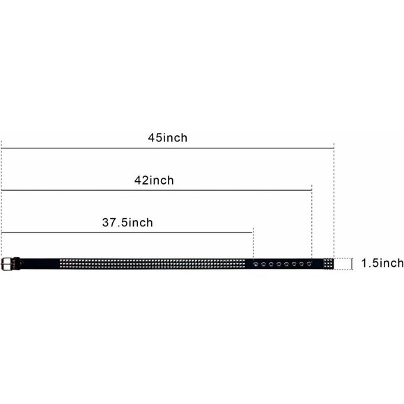 Studded Faux Leather Belt for Women Men Punk Rock Rivets 31-36 Inches